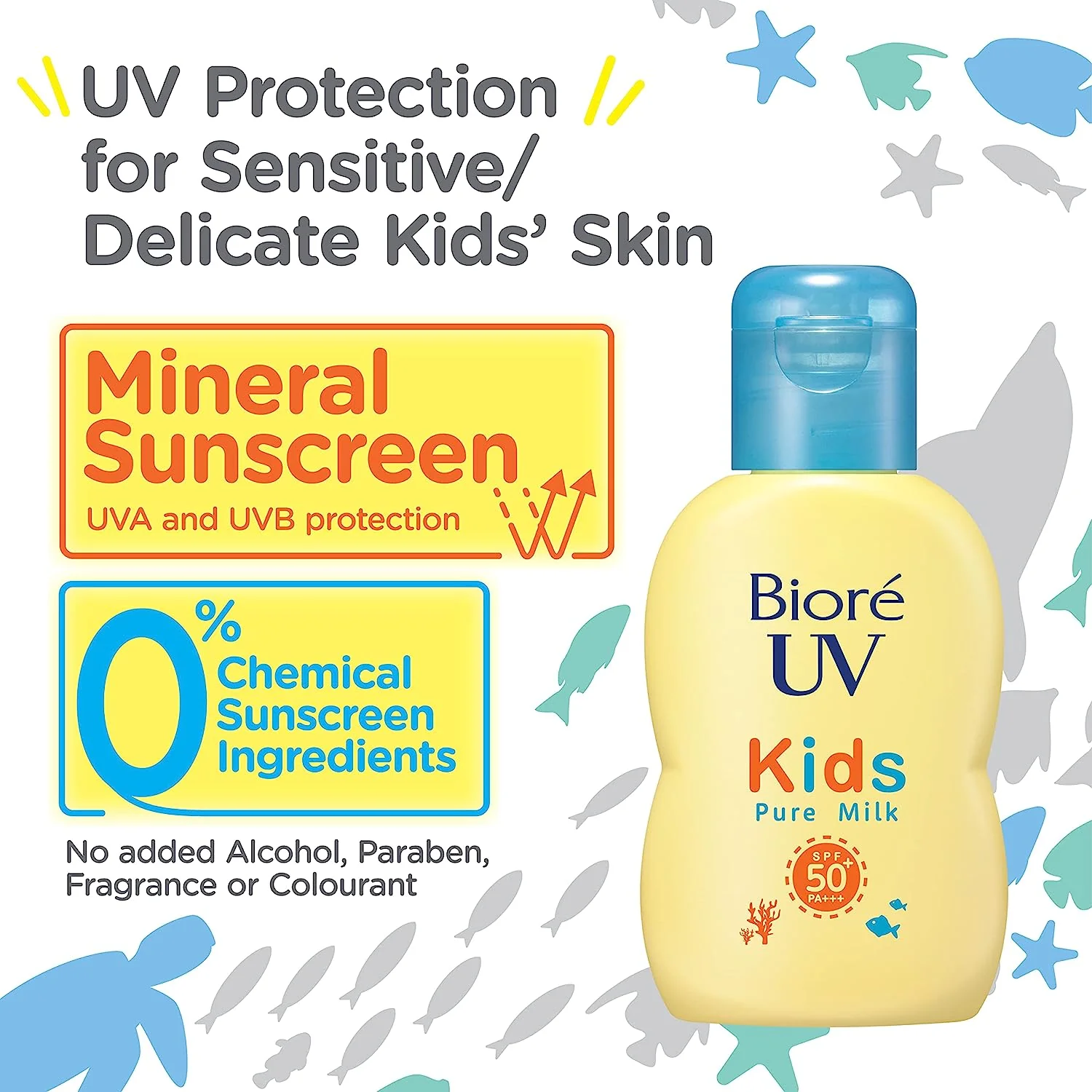 Biore Sarasara Kid’s UV Pure Milk Sunscreen 70ml SPF50+ PA+++ - Image 4