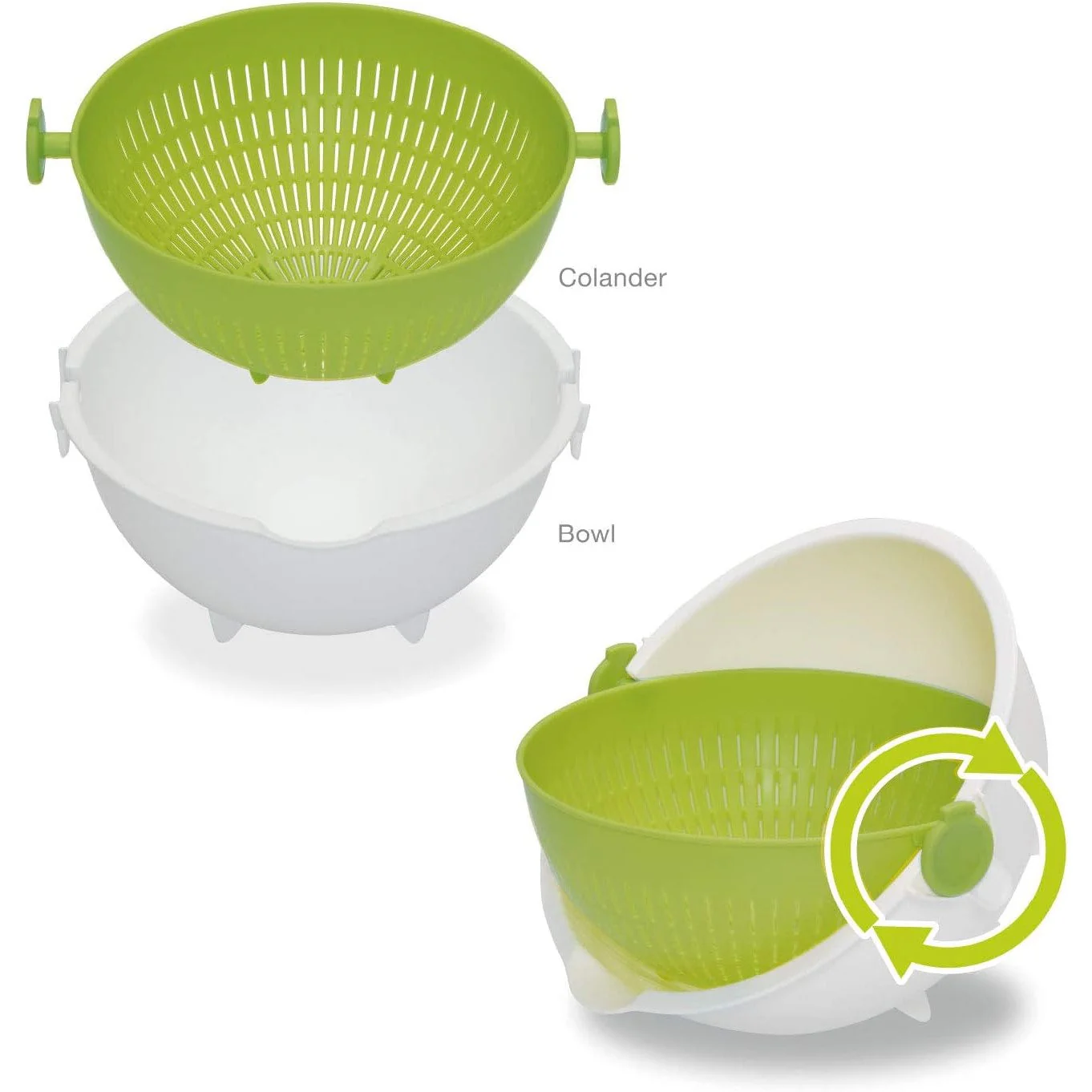 Spin Wheel Colander L Green Color (Made in Japan) - Image 10