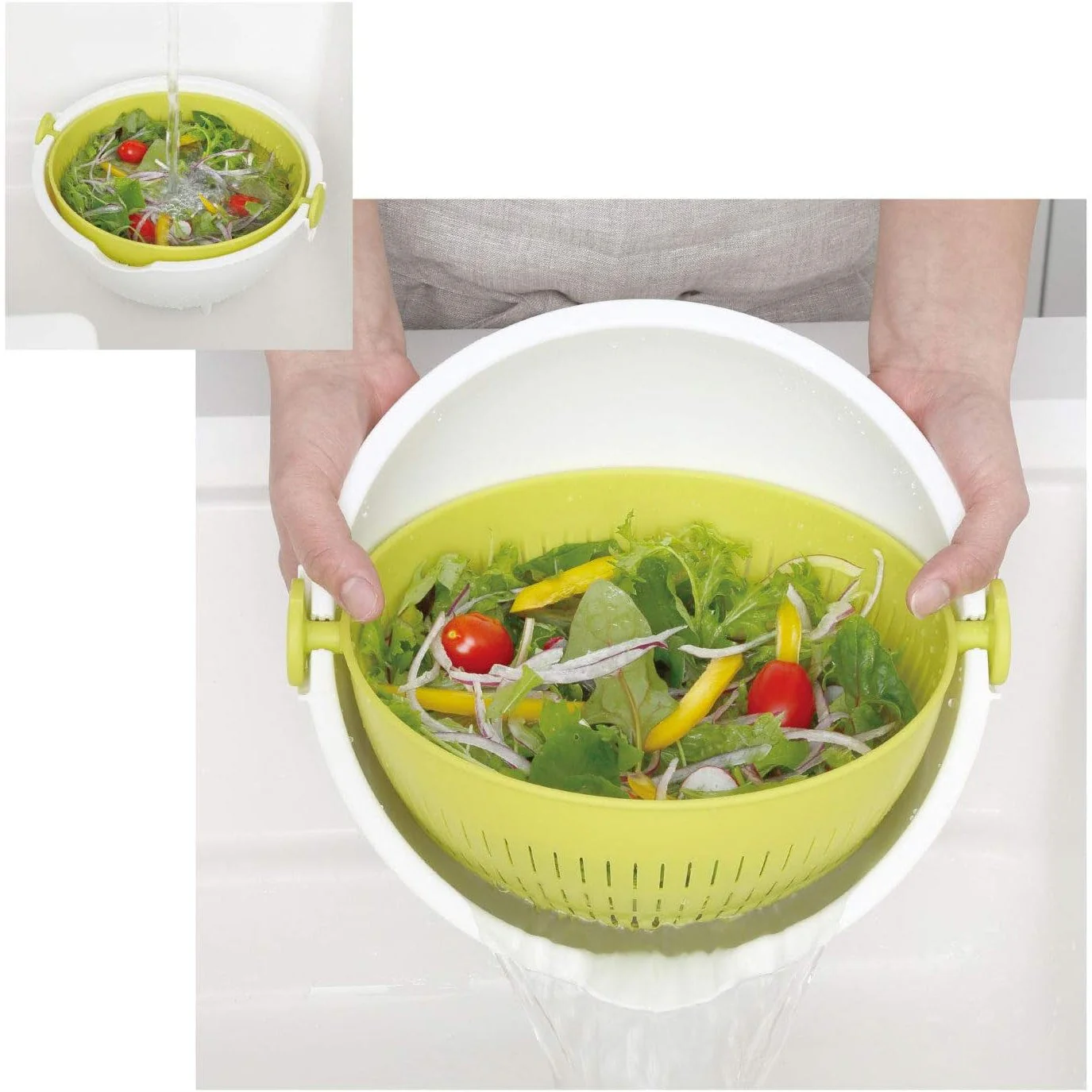 Spin Wheel Colander L Green Color (Made in Japan) - Image 8