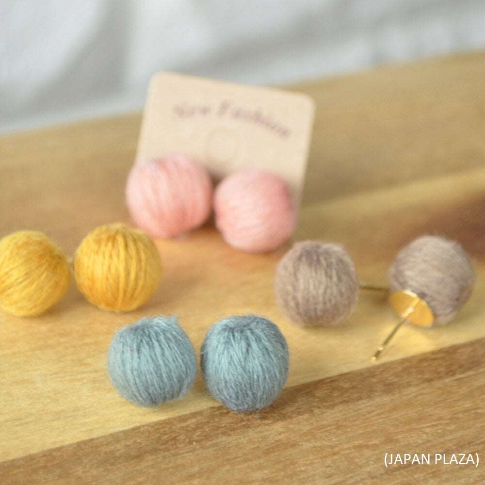 Elegant Cotton Ball Pierced Earring (Made in Korea)