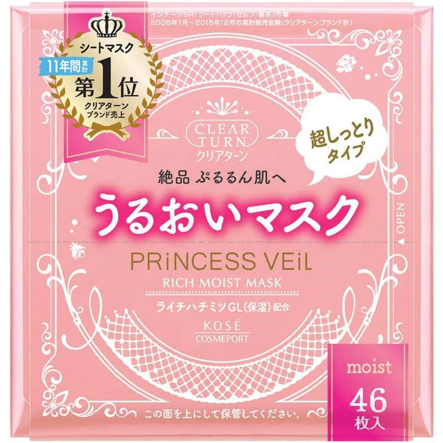 Kose Clear Turn Princess Veil Rich Moist Mask 46pcs (Made in Japan) - Image 6