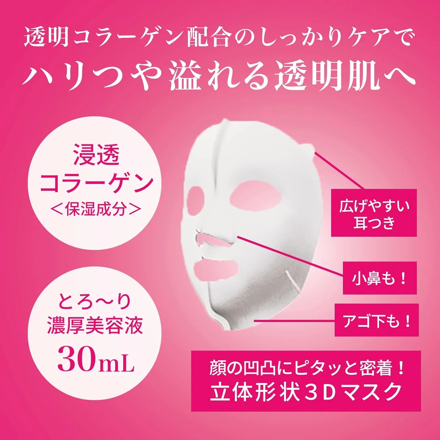 Kracie Hadabisei Penetrating 3D Face Mask Moisturizing 4pcs - Image 5
