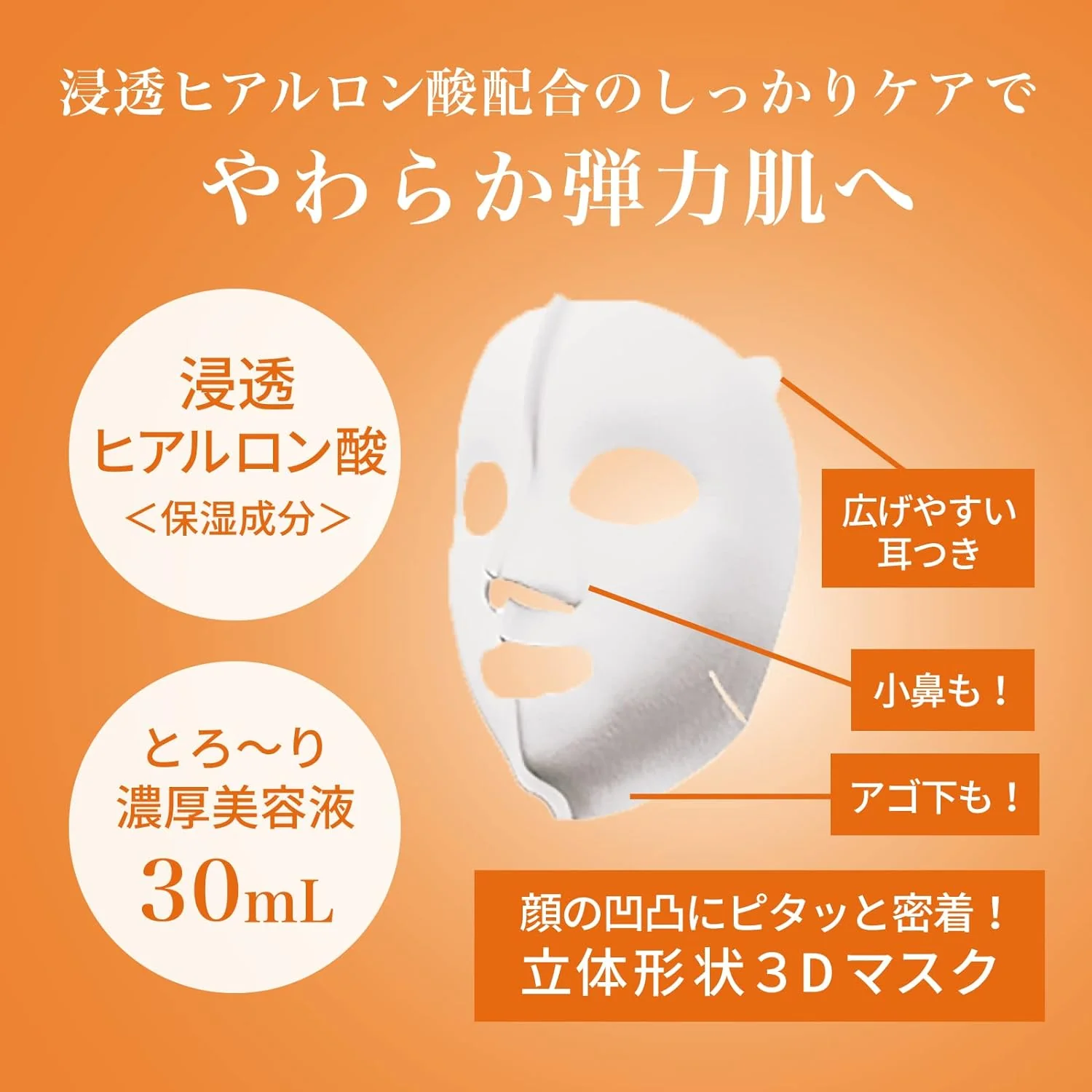 Kracie Hadabisei Penetrating 3D Face Mask Super Moisturizing 4pcs - Image 4