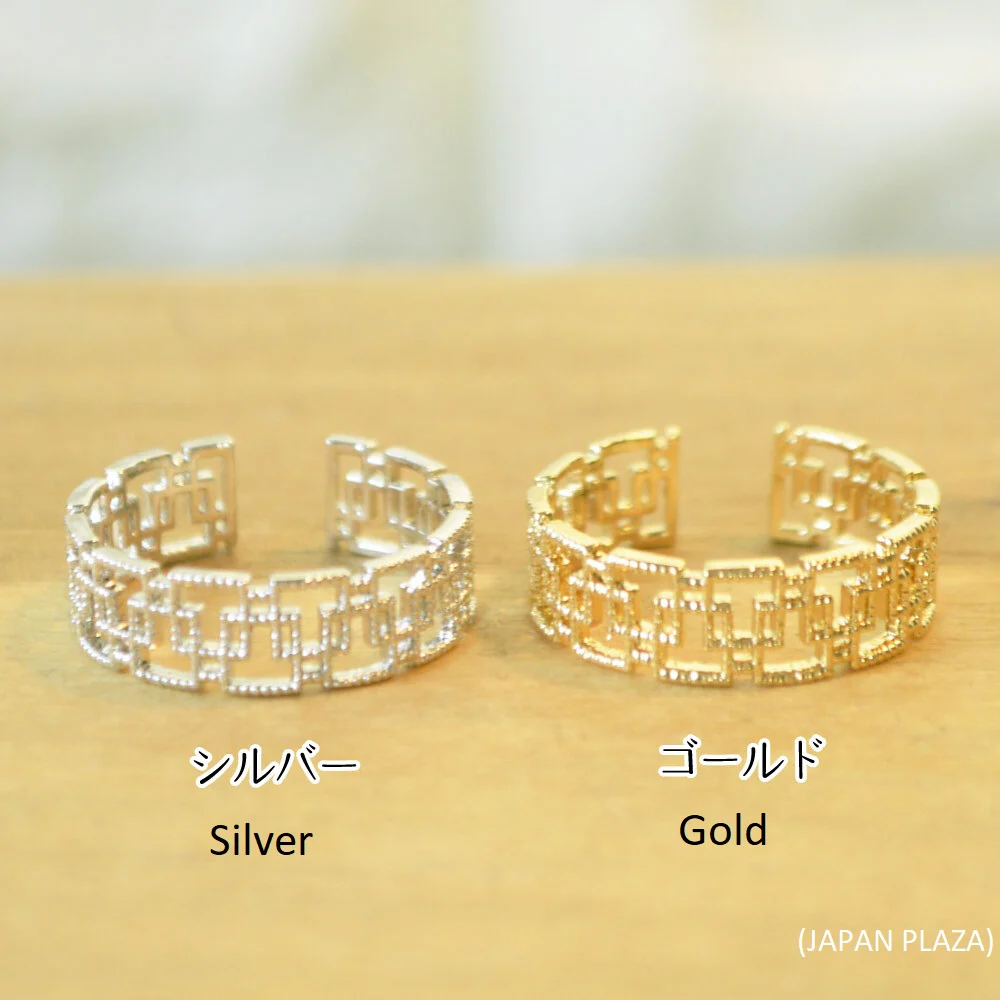 Openwork Ring with Square Mosaic (Made in Korea) - Image 2
