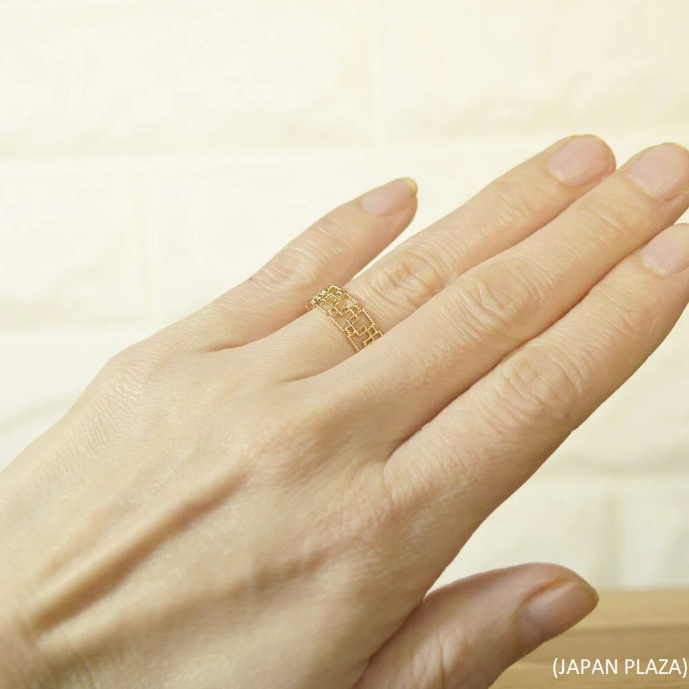 Openwork Ring with Square Mosaic (Made in Korea) - Image 3