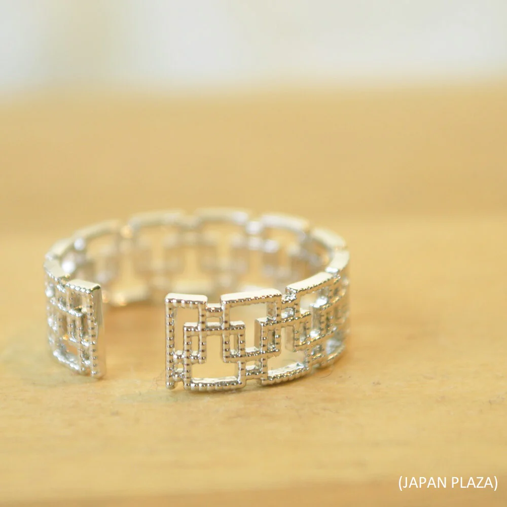 Openwork Ring with Square Mosaic (Made in Korea) - Image 4