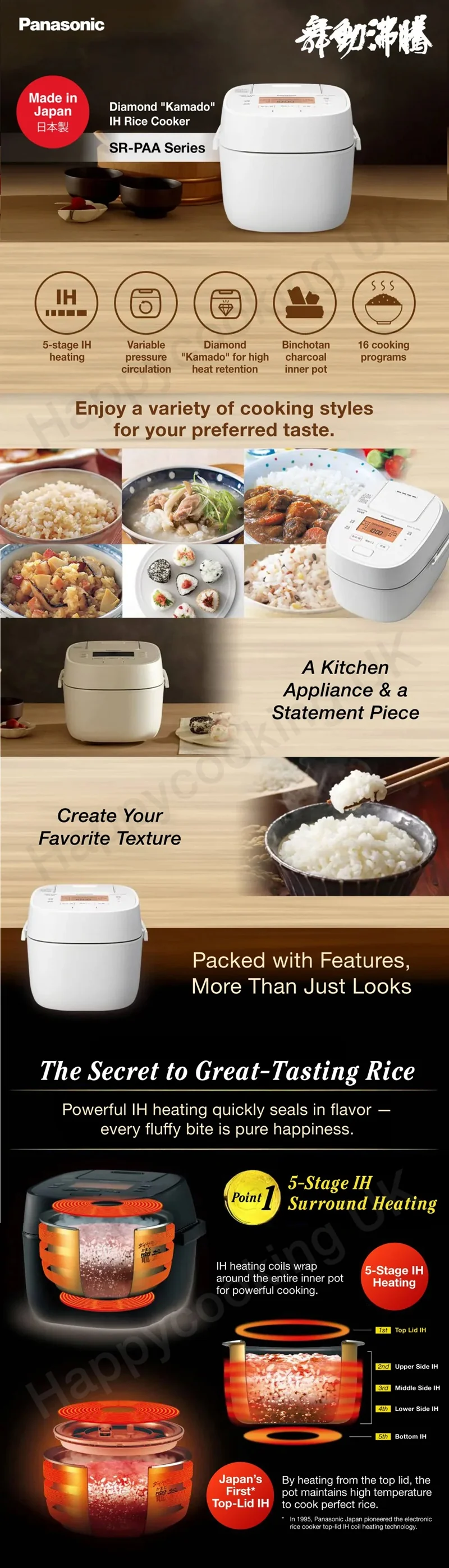 Panasonic Rice Cooker SR-PAA100/180 1.0L/1.8L (Made in Japan) - Image 3