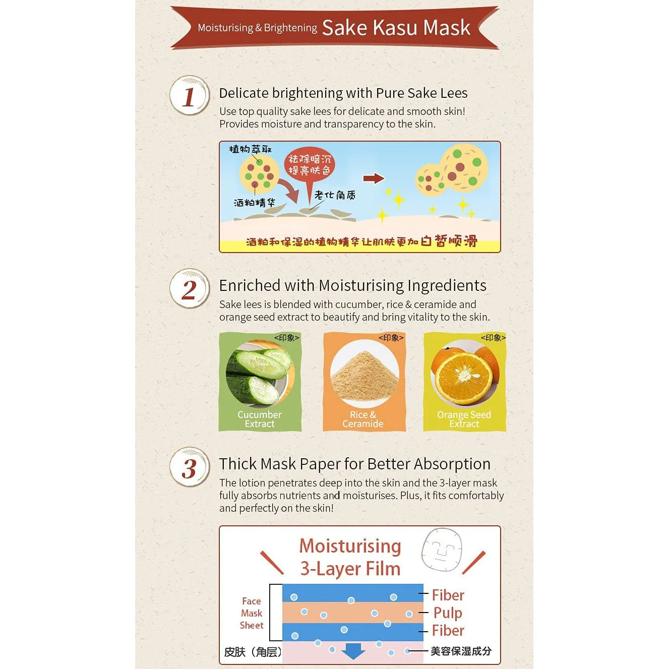 PDC Wafood Made Sake Lees Face Mask 10pcs (Made in Japan) - Image 4