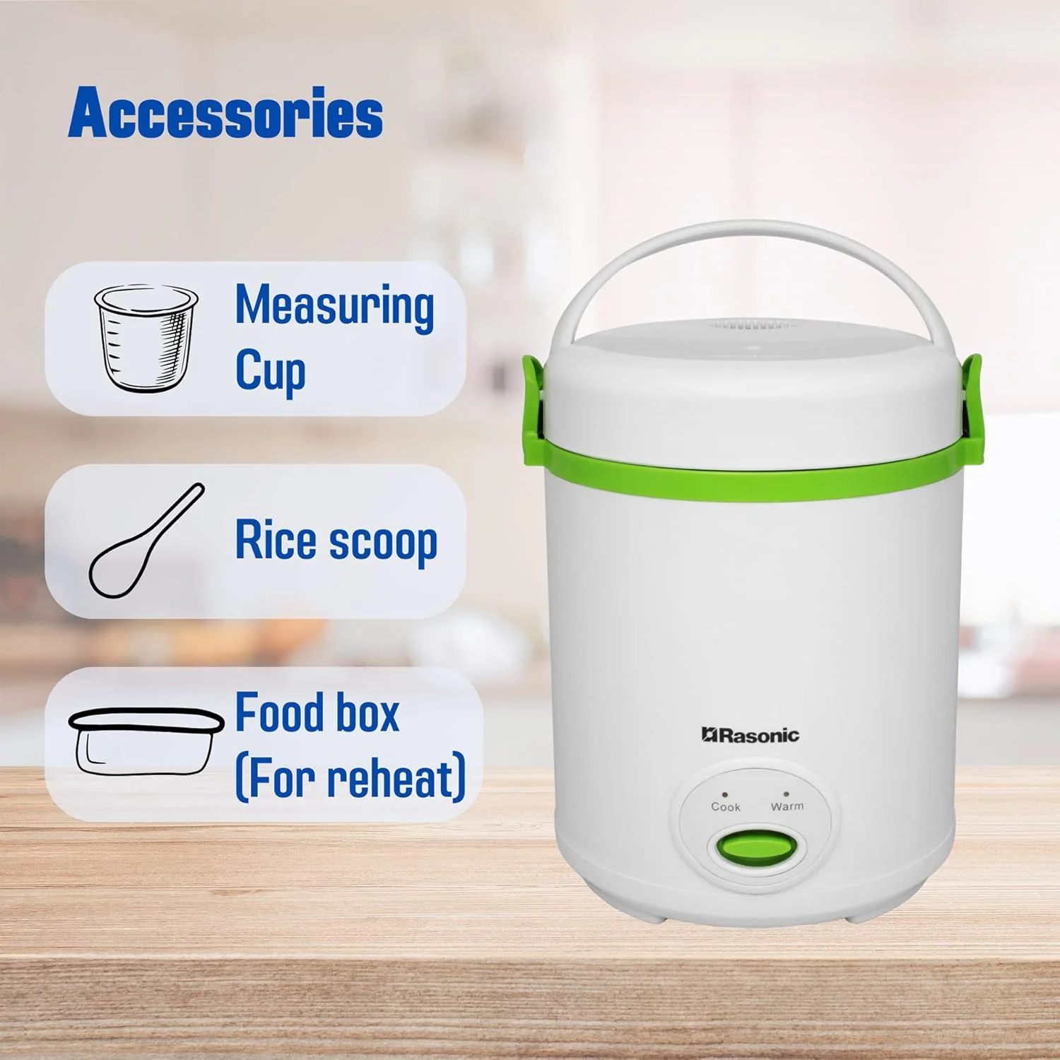 Rasonic Mini Rice Cooker RRC-Y5H 0.4L 3 Pin UK Plug - Image 4