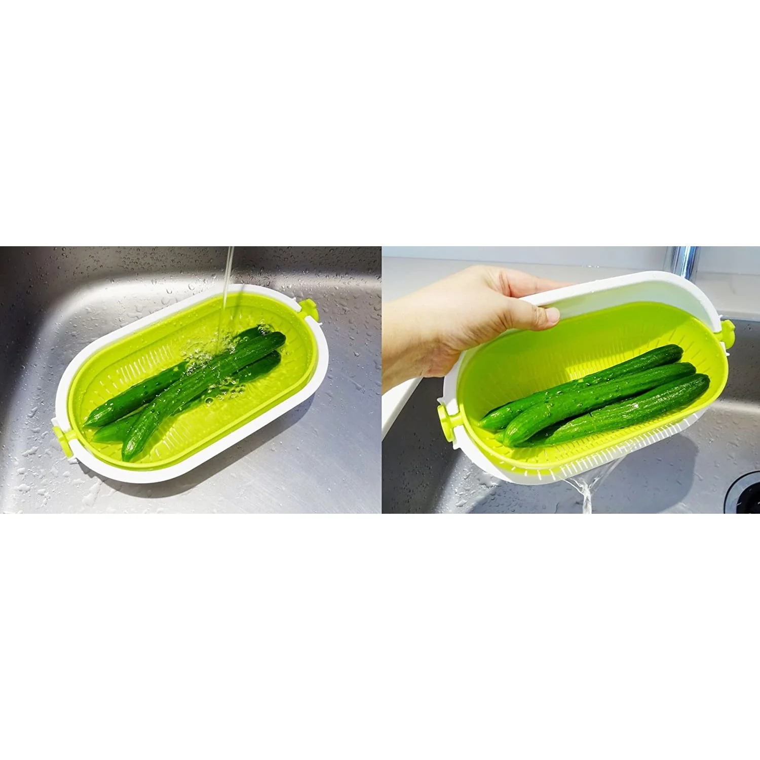 Spin Wheel Colander Oval Green Color (Made in Japan) - Image 2