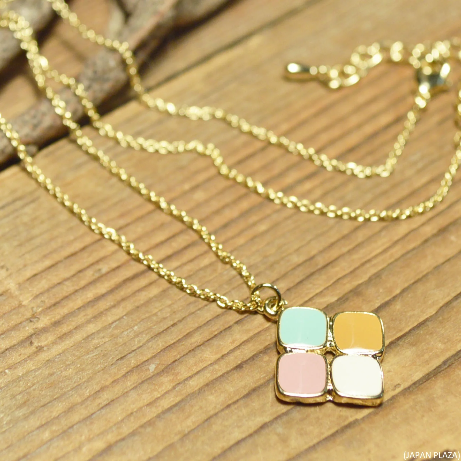 Square Enamel Gold Plating Necklace (Made in Korea)