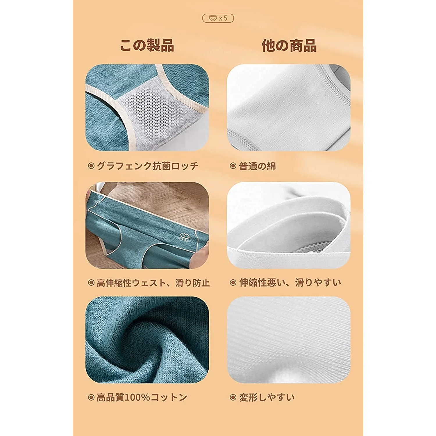 Women's Pure Cotton Panties Set of 5 - Image 7